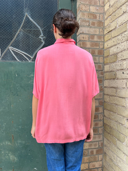 Vintage 1940's Rayon Pink Short Sleeve Shirt