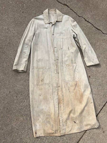 Early Vintage Distressed and Paint Splattered Work Coat