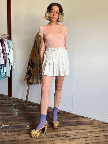 Vintage 1930's Double Side Button Linen Shorts