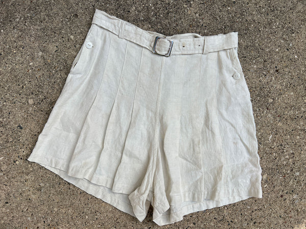 Vintage 1930's Double Side Button Linen Shorts