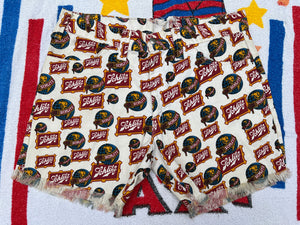 Vintage 1970's Schlitz Shorts, Cotton Novelty Print