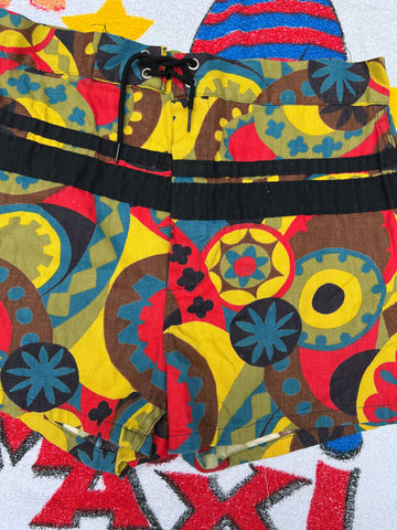 Vintage 1960's 1970's Geometric Print Beach Shorts by Campus