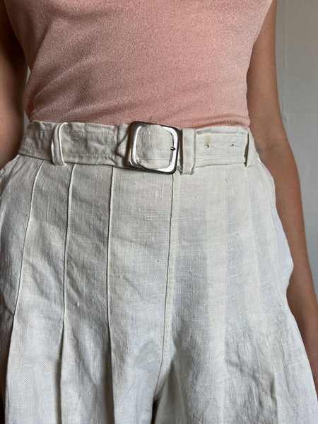 Vintage 1930's Double Side Button Linen Shorts