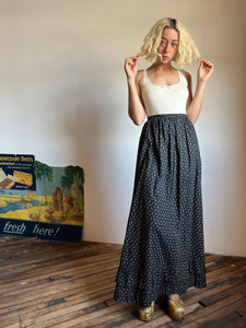 Antique Black Floor Length Calico Skirt