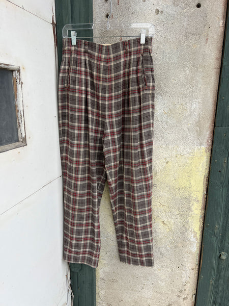 Vintage 1940's - 1950's Rayon Plaid Pants