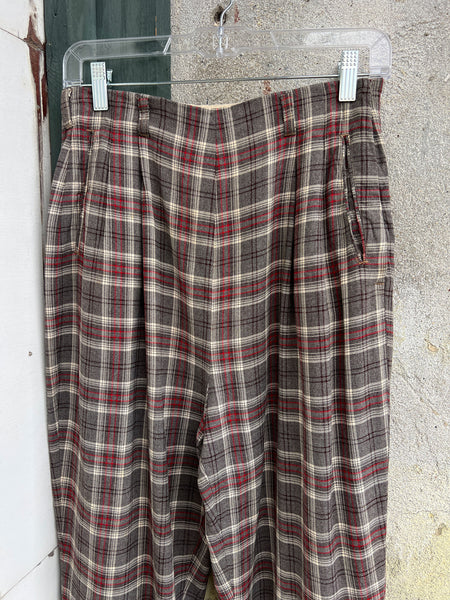 Vintage 1940's - 1950's Rayon Plaid Pants