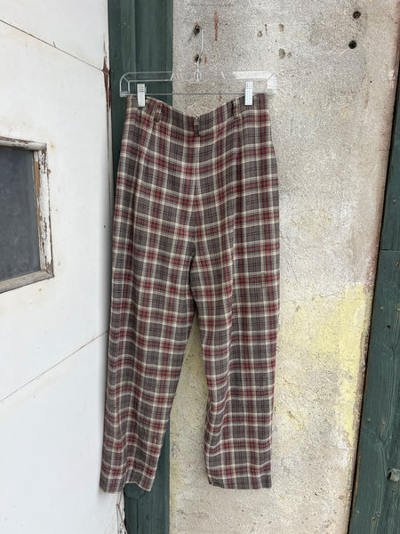 Vintage 1940's - 1950's Rayon Plaid Pants