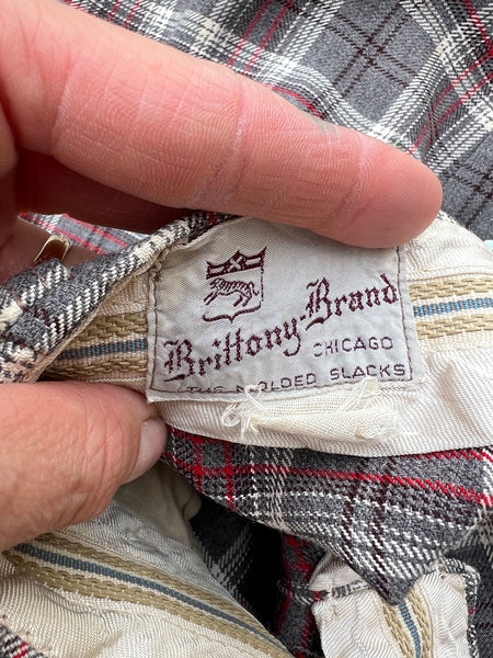 Vintage 1940's - 1950's Rayon Plaid Pants