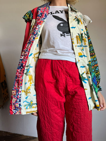 Vintage 1970's Novelty Print Scarecrow Smock