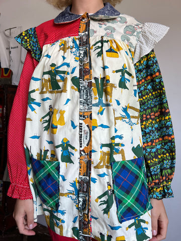 Vintage 1970's Novelty Print Scarecrow Smock