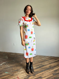 Vintage 1960s Snoopy Print Dress, Allergic to Mornings