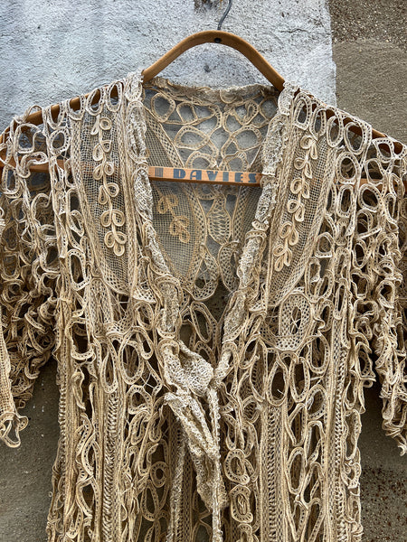 Antique Cream Crocheted Long Top