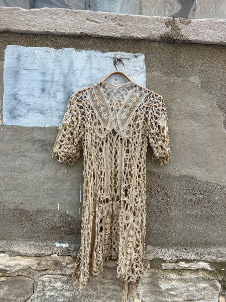 Antique Cream Crocheted Long Top