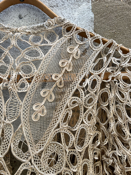 Antique Cream Crocheted Long Top