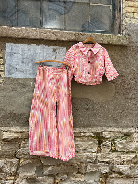 Vintage 1930's Cotton Two Piece Blouse and Pants Set