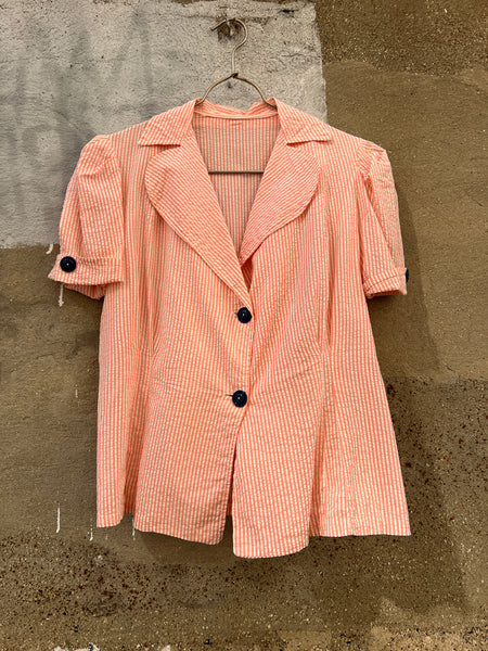 Vintage 1930's - 1940's Pink and White Striped Blouse