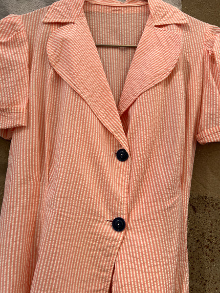 Vintage 1930's - 1940's Pink and White Striped Blouse