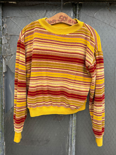 Vintage 1960's Striped Combed Cotton Velvet Sweatshirt