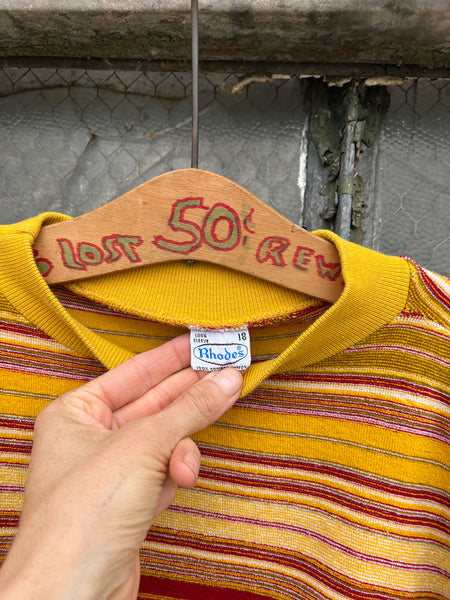 Vintage 1960's Striped Combed Cotton Velvet Sweatshirt