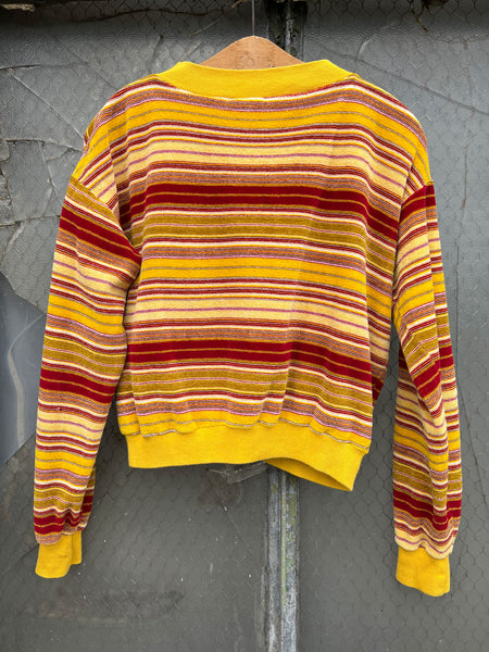 Vintage 1960's Striped Combed Cotton Velvet Sweatshirt