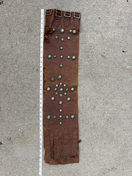 Antique Early Vintage Studded Leather Kidney Belt
