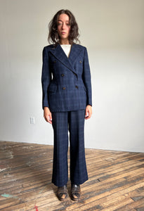 Vintage 1930's Double Breasted Wool Suit with Belted Back