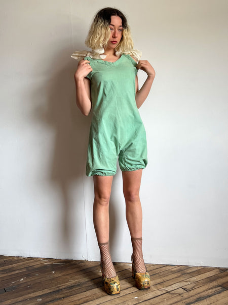 Antique - Early Vintage 1920's - 30's Sea Foam Romper
