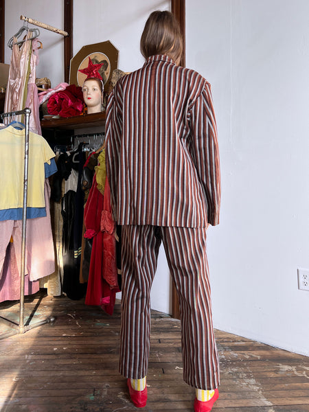 Vintage 1950's Brown Striped Suit