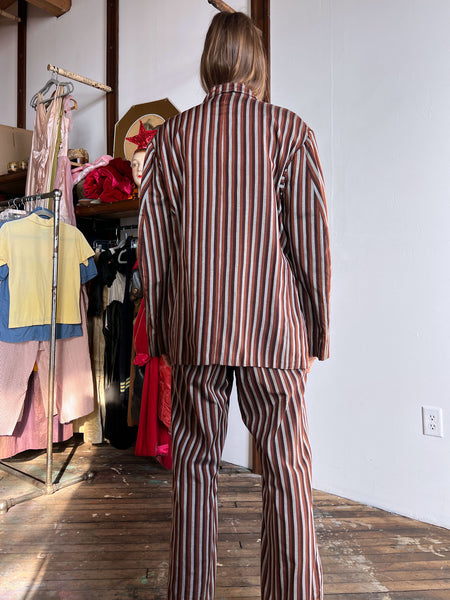 Vintage 1950's Brown Striped Suit