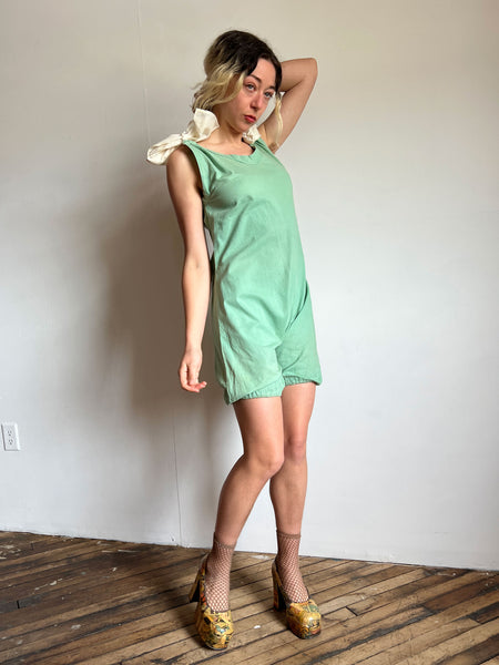 Antique - Early Vintage 1920's - 30's Sea Foam Romper