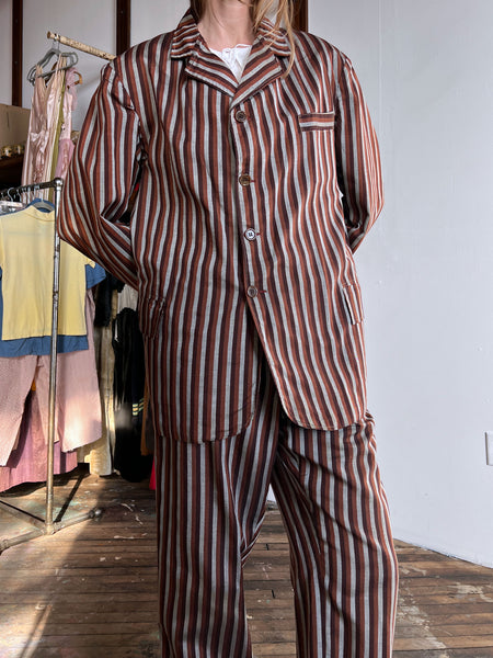 Vintage 1950's Brown Striped Suit