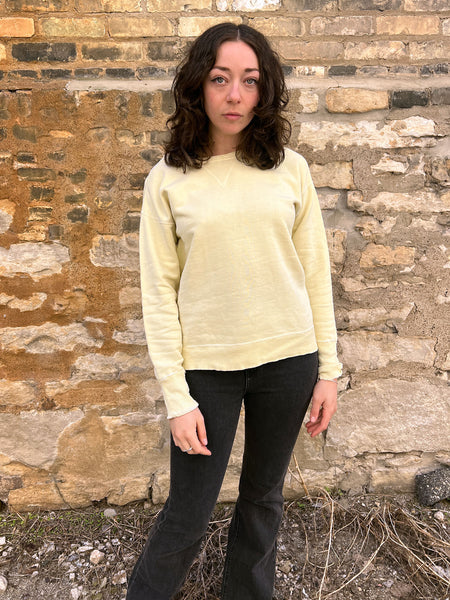 RESERVED Vintage 1940's - 1950's Light Yellow Cotton Sweatshirt