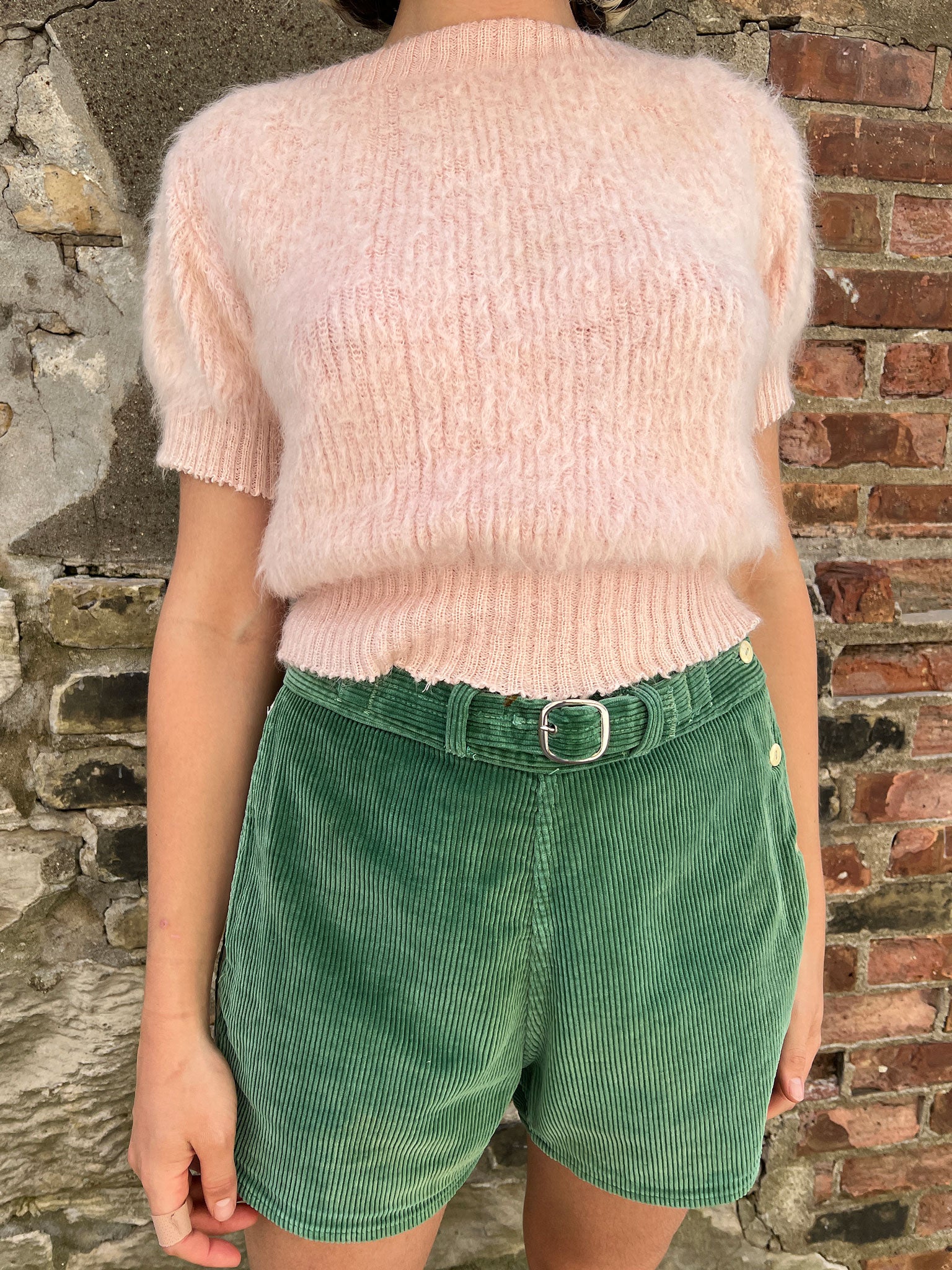 Vintage 1940's Women's Pink Fuzzy Sweater