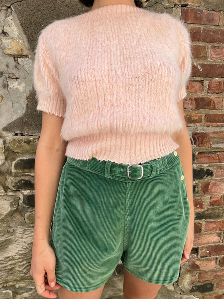 Vintage 1940's Women's Pink Fuzzy Sweater