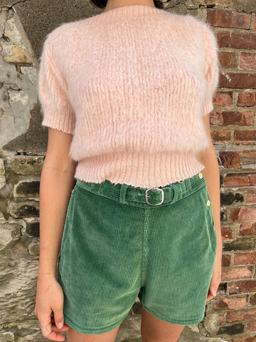 Vintage 1940's Women's Pink Fuzzy Sweater