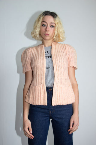 Vintage 1930's - 40's Pink Puff Sleeved Sweater