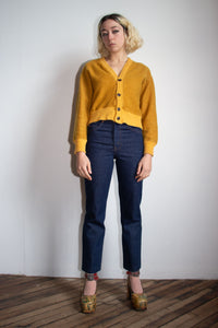 Vintage 1940's Fuzzy Ochre Cardigan