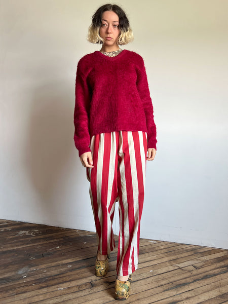Vintage 1960's Red Shaggy Mohair Sweater