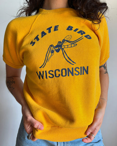 Vintage Wisconsin State Bird Short Sleeved Sweater