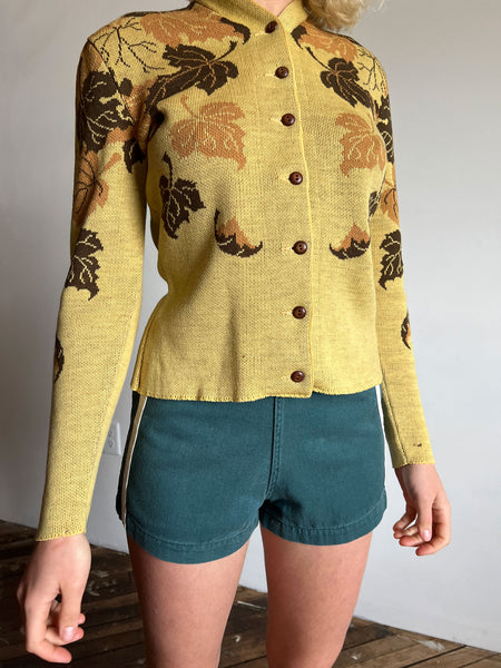 Vintage 1940's Catalina Sweater, Falling Leaves, 40's Sportswear