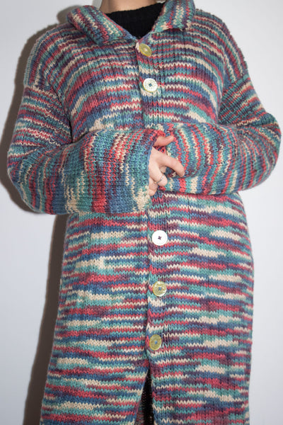 Vintage Long Hand Knit Cardigan Sweater Coat