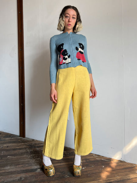 Vintage 1950's Three Little Bears Hand-Knit Zip Up Sweater