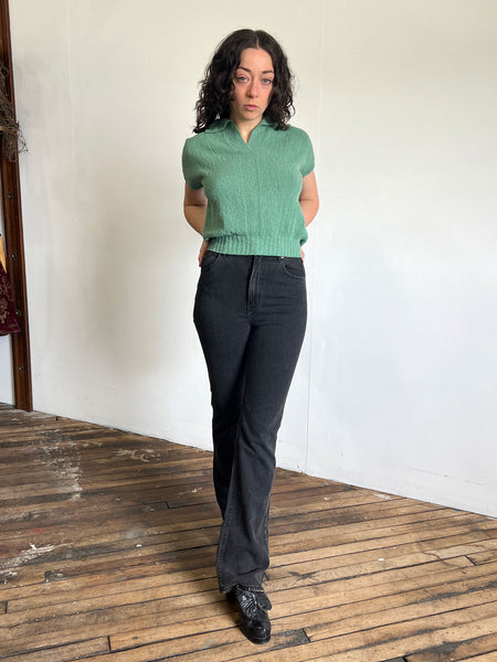Vintage Early 1950's Hand Knit Boucle Sweater