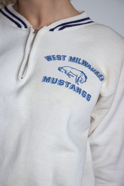 Vintage 1960's Milwaukee Mustangs Half Zip Sweatshirt