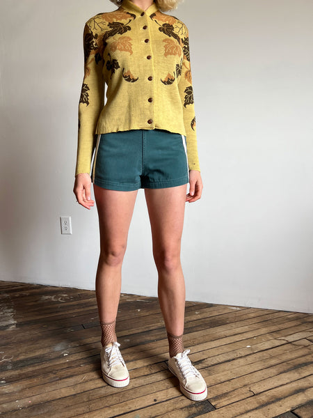 Vintage 1940's Catalina Sweater, Falling Leaves, 40's Sportswear