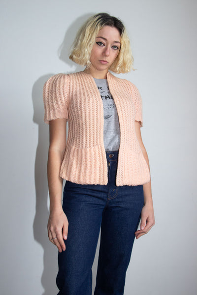 Vintage 1930's - 40's Pink Puff Sleeved Sweater