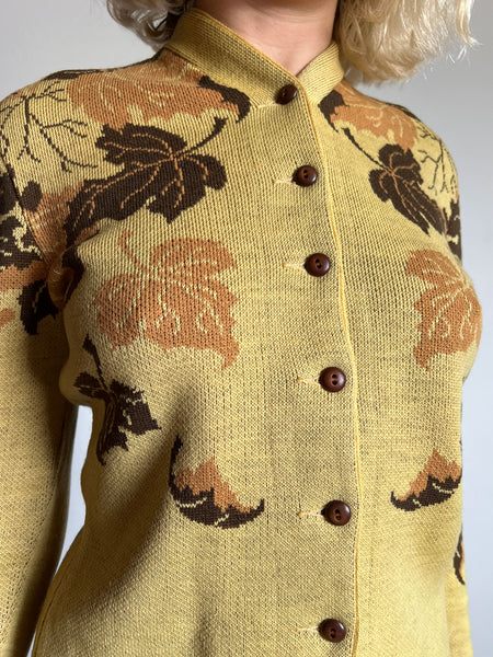 Vintage 1940's Catalina Sweater, Falling Leaves, 40's Sportswear