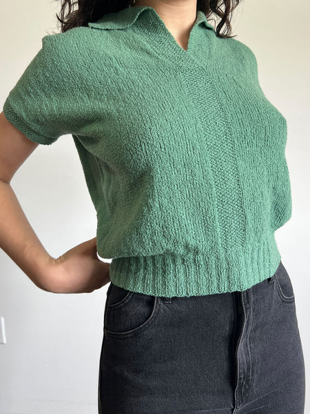 Vintage Early 1950's Hand Knit Boucle Sweater