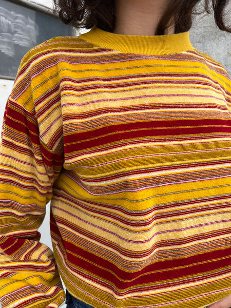 Vintage 1960's Striped Combed Cotton Velvet Sweatshirt