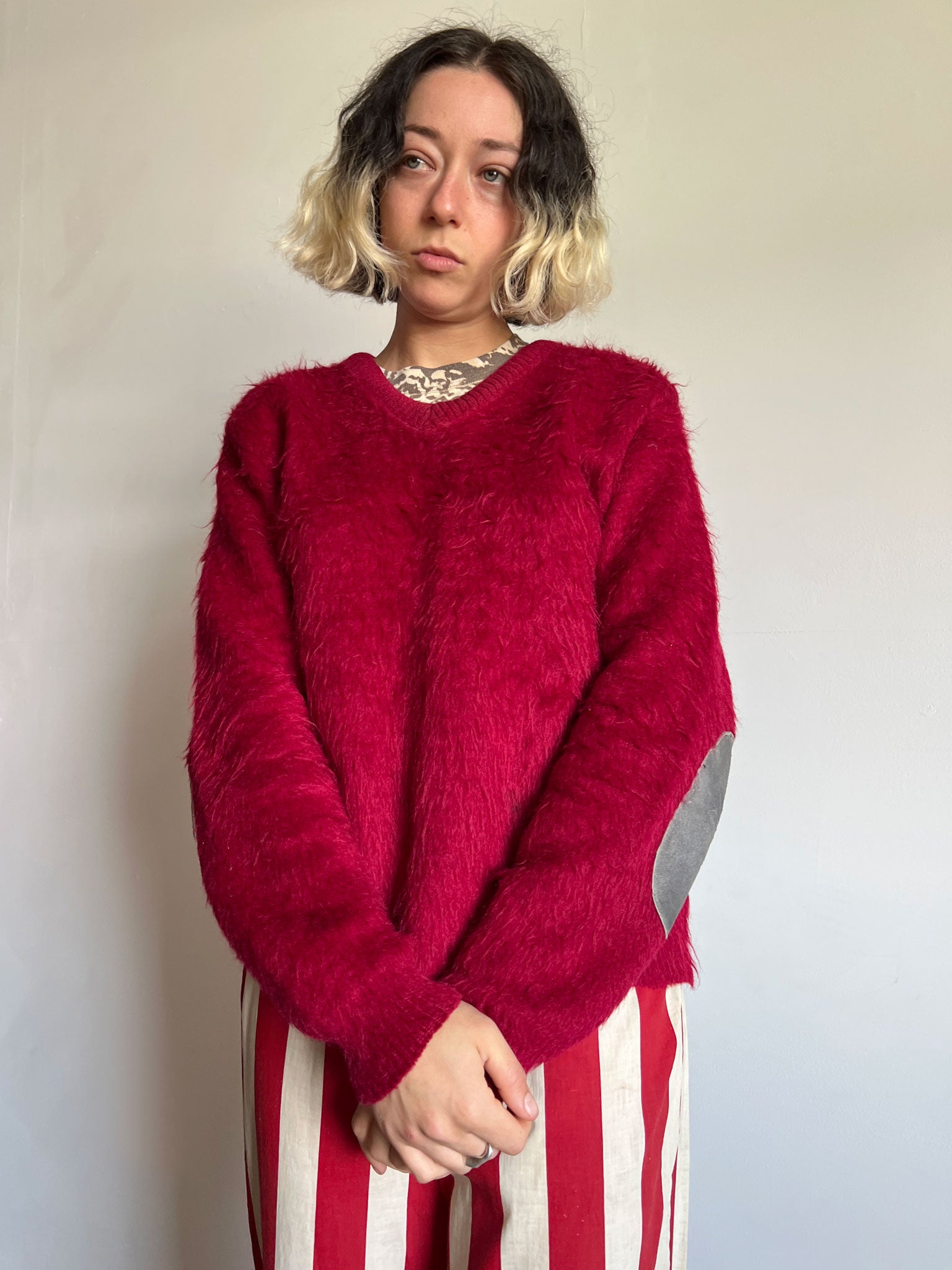 Vintage 1960's Red Shaggy Mohair Sweater